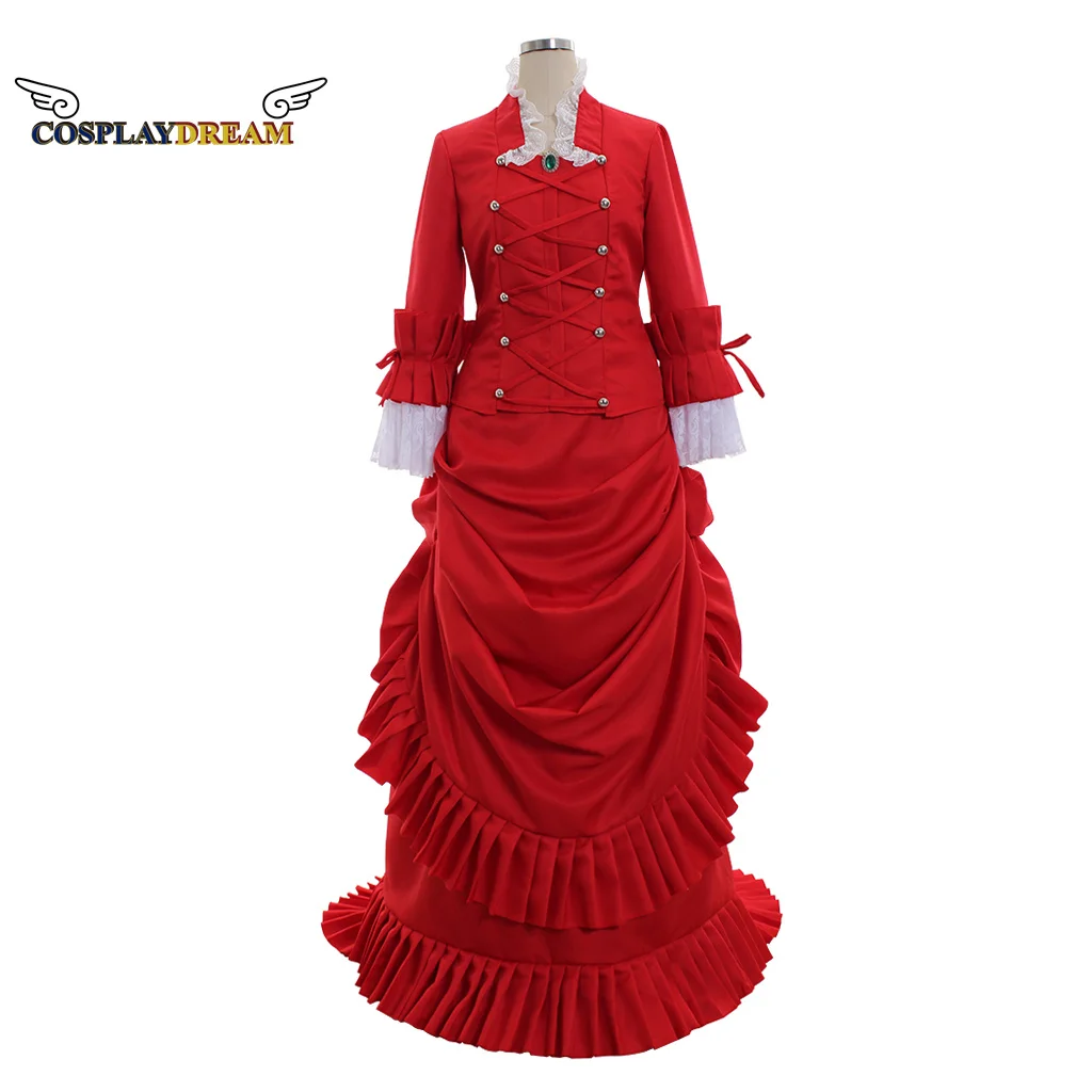 

Bram Stoker's Dracula Deadwood Alma's Medieval Victorian Red Bustle Dress Adult Women Halloween Costume Custom Made