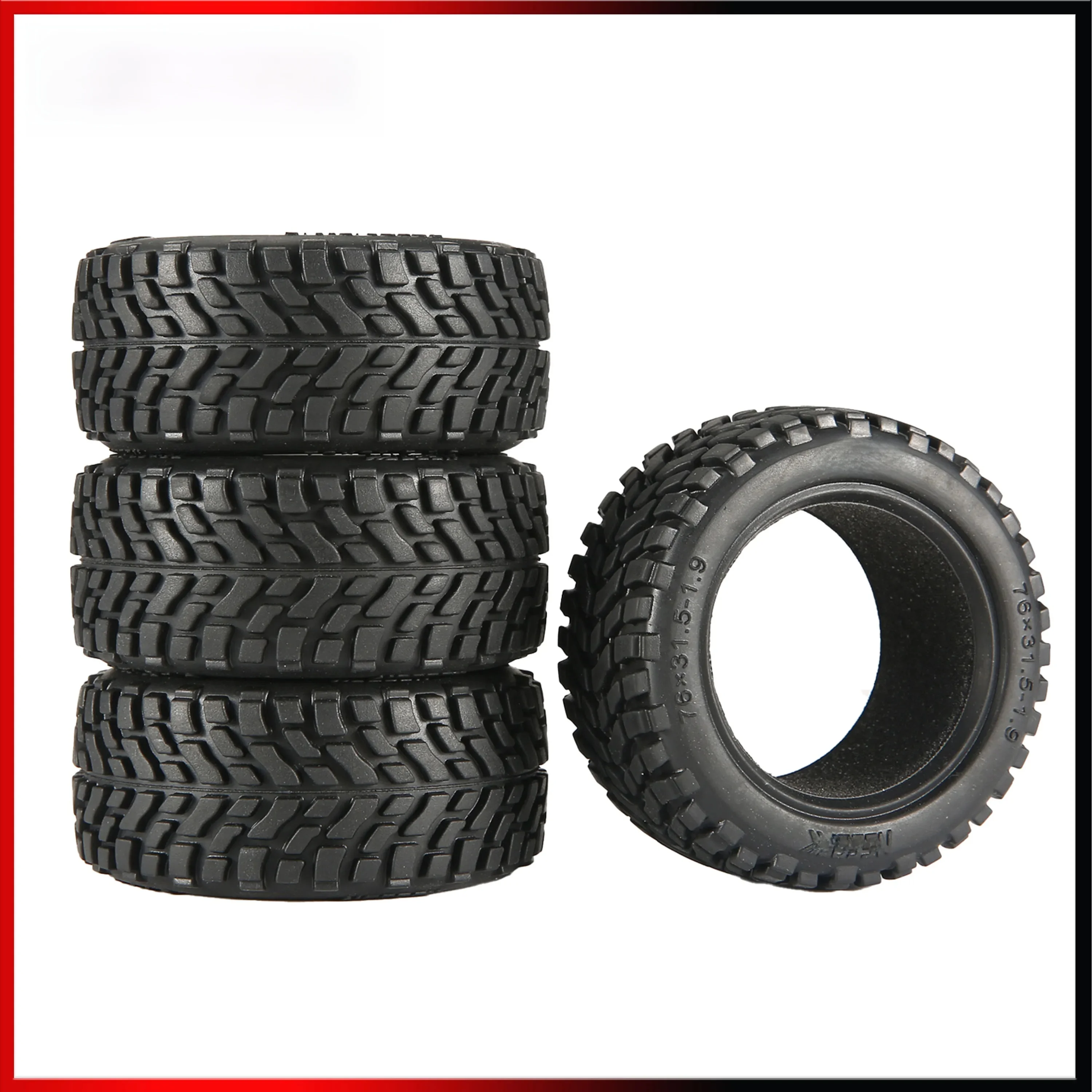 4 pièces NEEBRC 75mm 1.9 pouces 1/10 RC voiture pneu en caoutchouc roue pneu jante hexagonale moyeu pour 1/14 1/16 escalade tout-terrain HPI Wltoys 144001 Partie