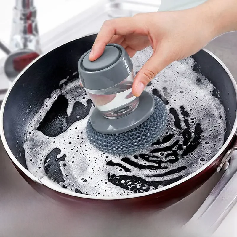 1pc Portable Cuisine Savon Distribution Vaisselle Outil Brosse Utilisation Facile Lavage Propre Outil Cuisine Outil De Nettoyage