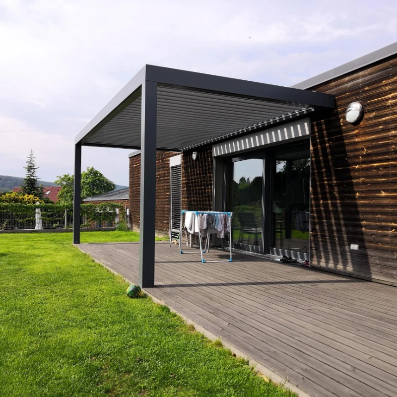 Motorized Aluminum Louver Panels for Pergola and Gazebo | Remote Control Waterproof Outdoor Sun Shade System