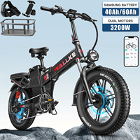 W Wallke H9 AWD Folding Electric Bike for Adults 60AH/40AH 3200W Dual Motor 320 KM Ebike 20*4.0\