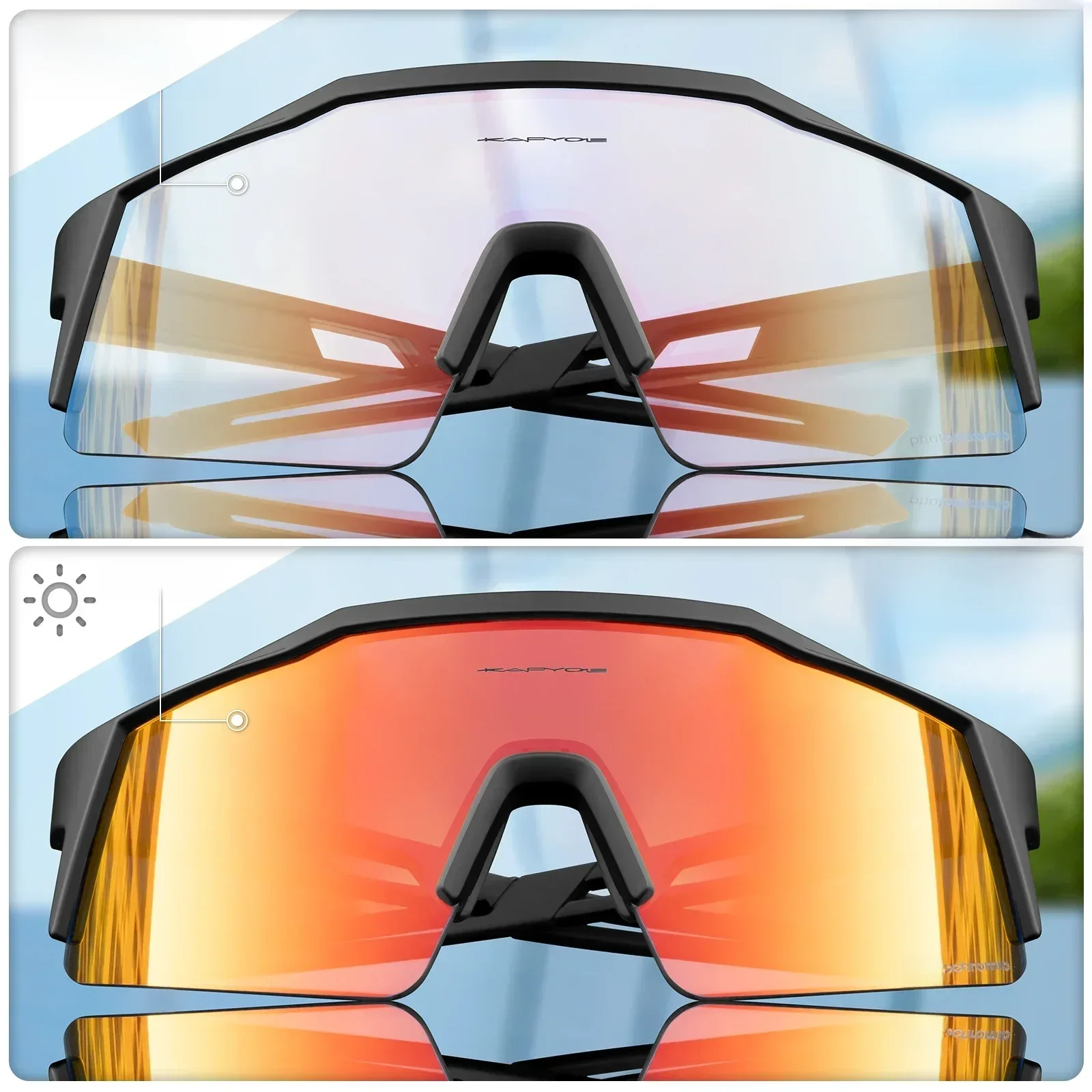 AliExpress kapvoe Kapvoe Red Photochromic Cycling Sunglasses for Men Blue Photochromic Cycling Glasses Mountain New Bicycle Goggles Eyewear Sports