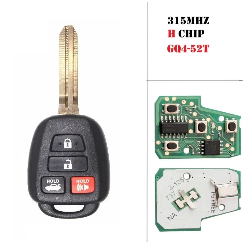 

CN007068 FCC ID GQ4-52T 4 button for Toyota Sequoia RAV4 Tacoma Highlander 2014-2018 Remote Car Key 315MHz H Chip