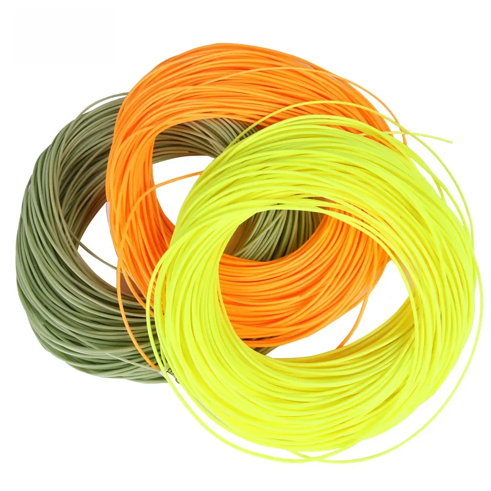 Maximumcatch 1-8WT 100FT DT Linka Muchowa Double Taper Pływająca z Oczkami Zielono/Żółto/Pomarańczowa — zdjęcie 2