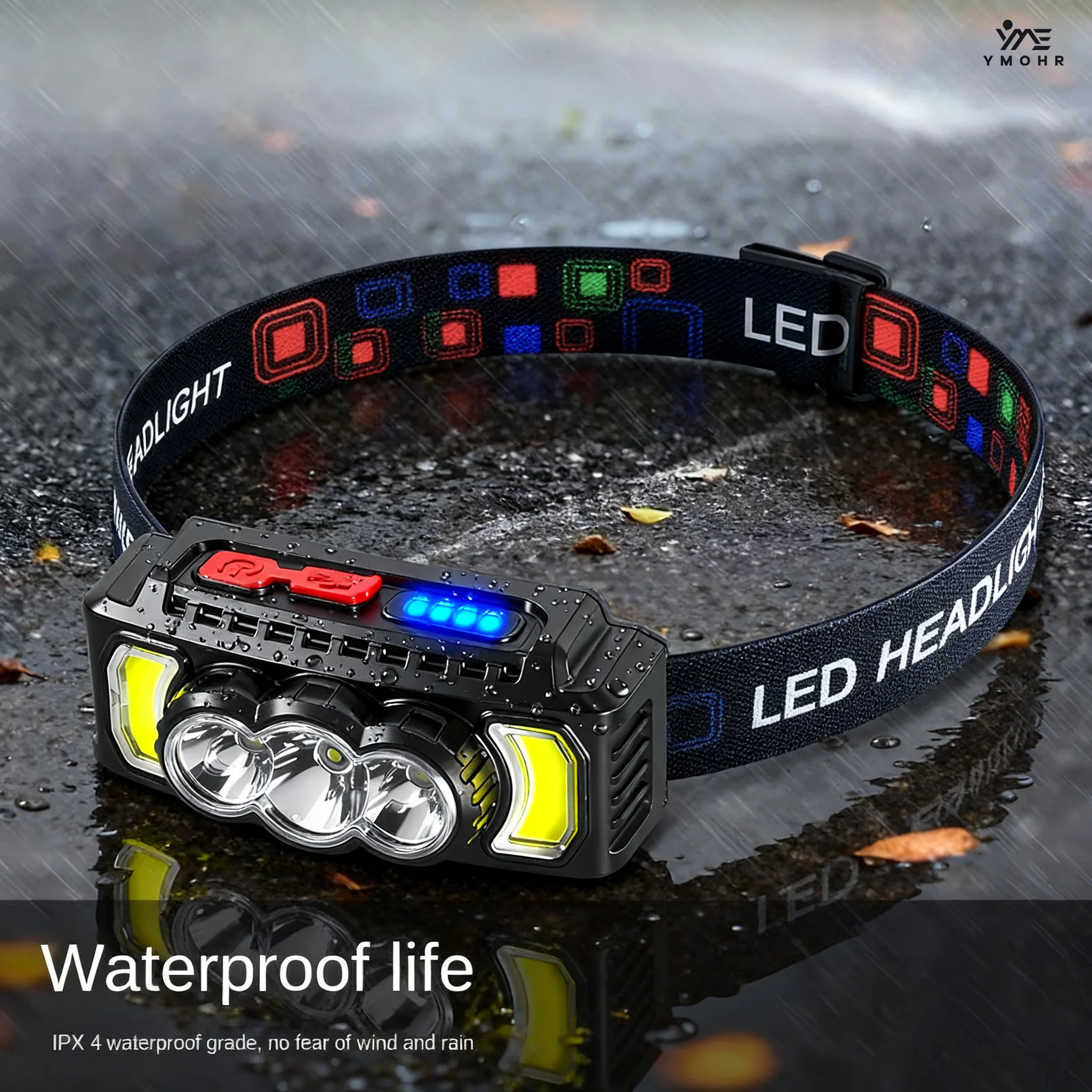 Potente faro impermeable, luz LED 18650, lámpara recargable, linternas de cabeza COB, lámpara de cabeza de alta potencia, faro de pesca