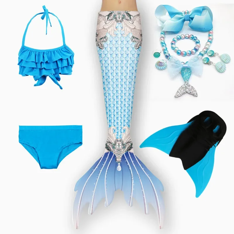 Meisjes Kleine Zeemeermin Staart Met Monofin Fin Badpak Bikini Zwemmen Badpak Strandkleding Voor Meisjes Jurk Kostuum - afbeelding 2