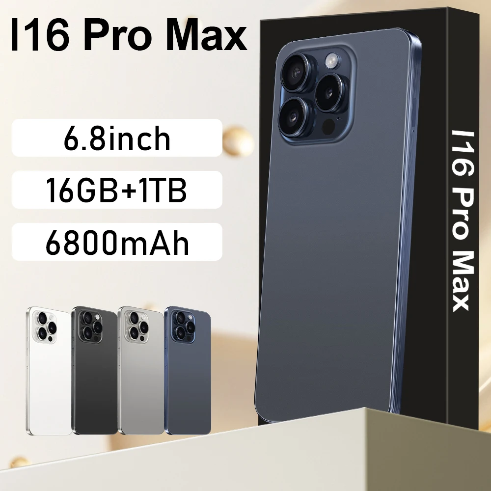 2025 Original I16 Pro Max Smartphone Global Version 22GB+2TB  6800mAh Battery 108MP Camera Cellphone Unlocked Mobile Phone