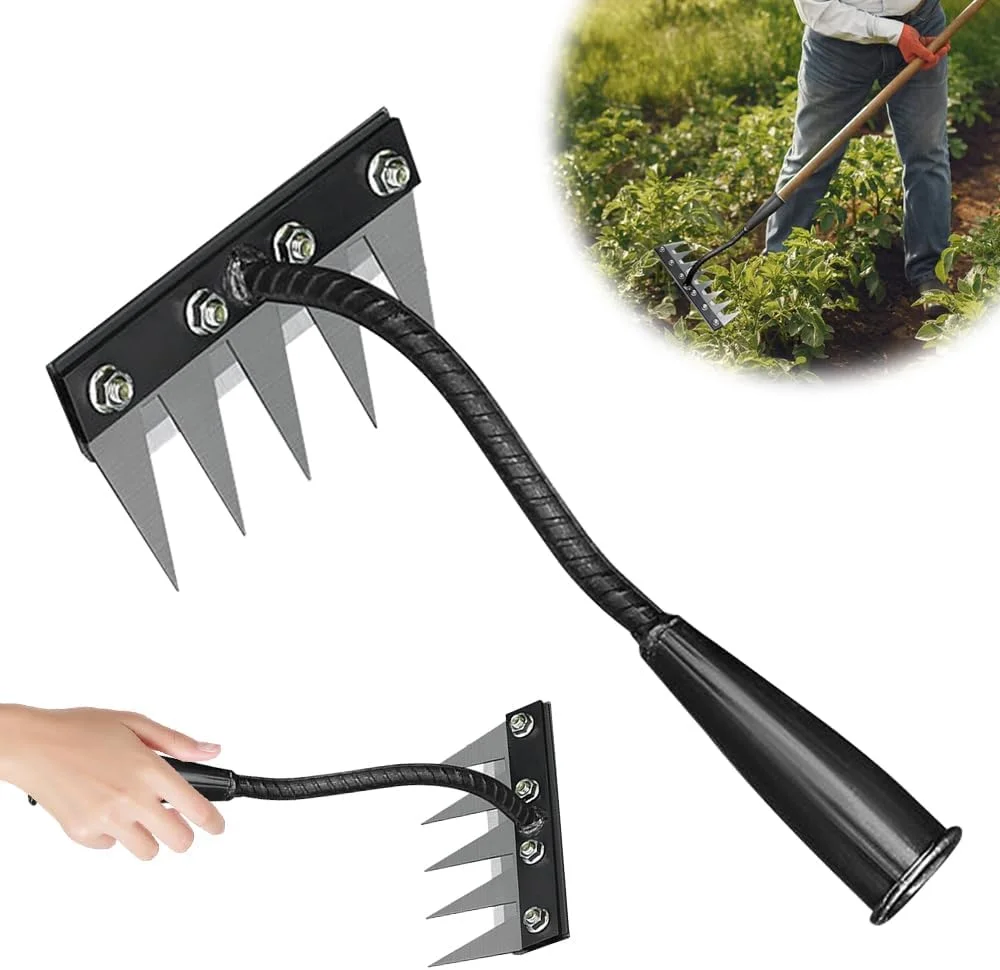 5/6/7/8 Tines Weed Puller Tool Garden Weed Pulling Tool Rake Alloy Steel Hand Weeder Tool Weed Remover Tool for Farm Backyard