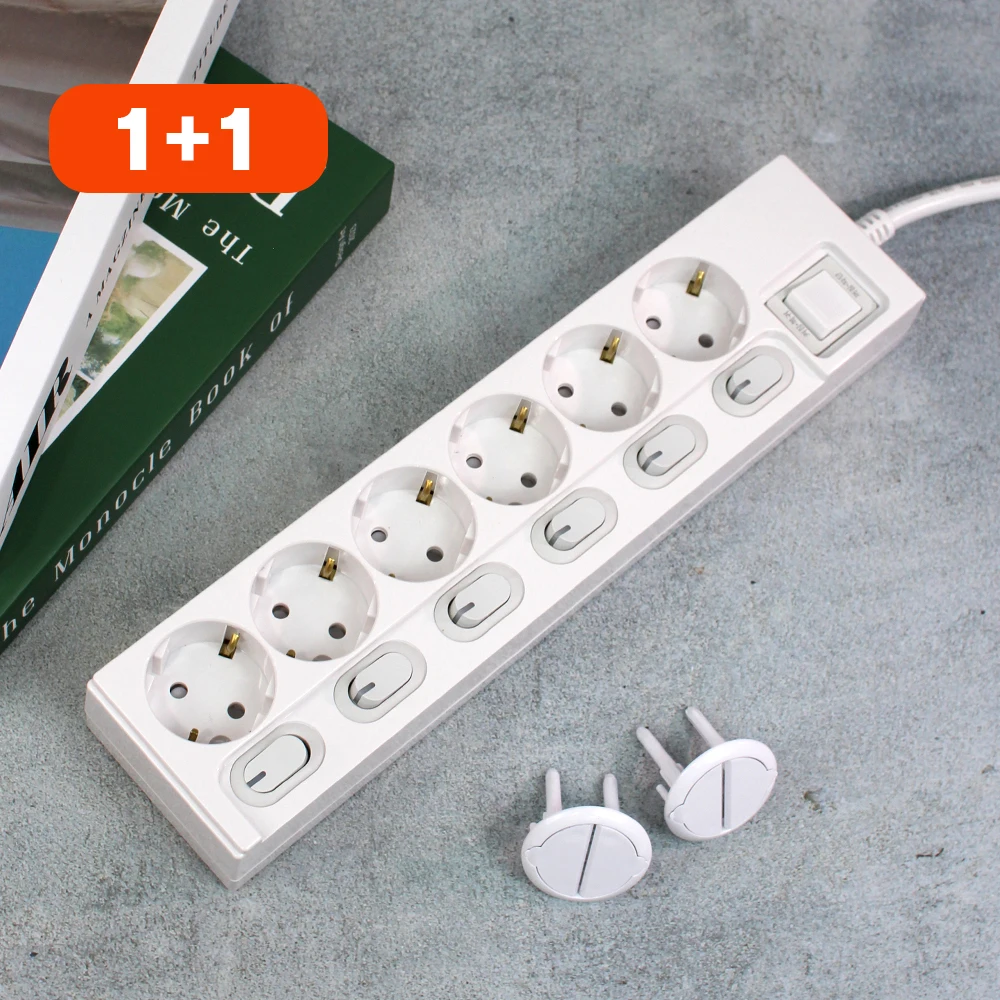 1+1 One-Stop Domestic Individual Switch Power Strip 16A 6-Hole