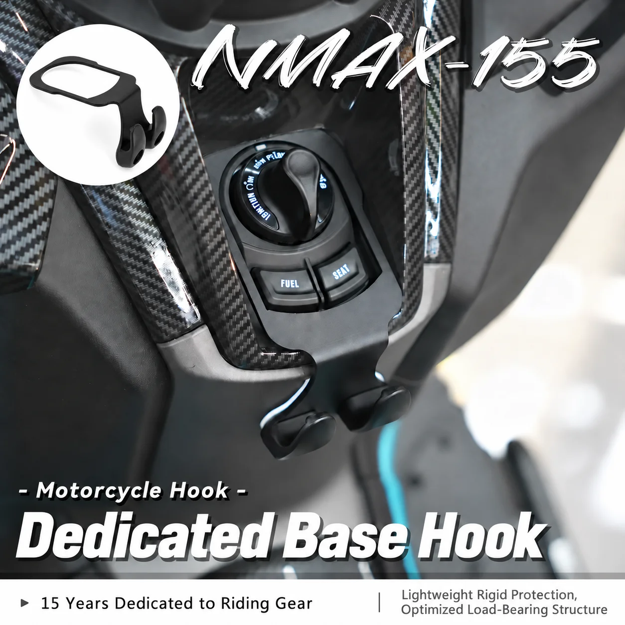 For Yamaha NMAX155 Ignition Lock Double Hook Adhesive Metal & Plastic Holder for Keys and Small Items