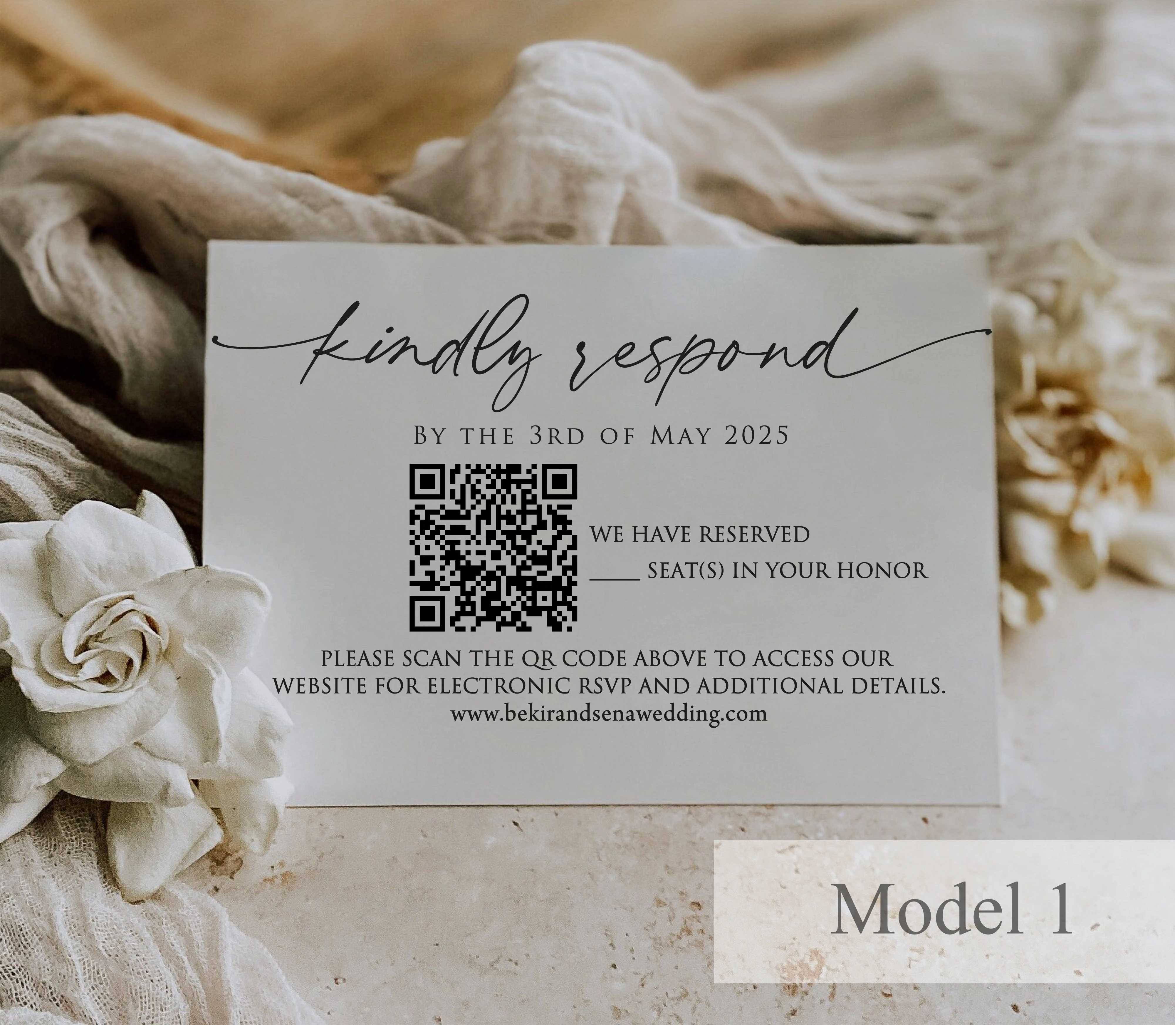 QR Coded Customizable RSVP Card, Wedding Kindly Respond Card, RSVP Cards for Wedding, Wedding Invitation with Rsvp