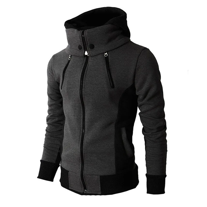 Zipper Men's Jackets Autumn Winter Casual Fleece Hooded Coats Bomber Jacket Scarf Collar Slim Fit Top Male New Fashion Hoody Man