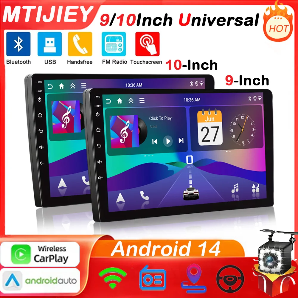 

9/10" Universal Car Radio 2Din Android 14 Auto WIFI GPS Carplay Multimedia Player for Nissan Honda Toyota Lada VW Hyundai
