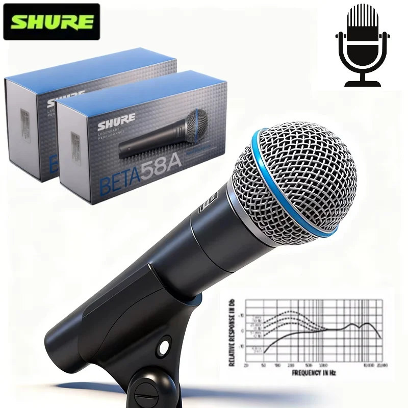 SHURE BETA 58A Wired Microphone Dynamic Portable Microphone for Performance Live Party Vocals Karaoke Clear Vocals Stage Mic