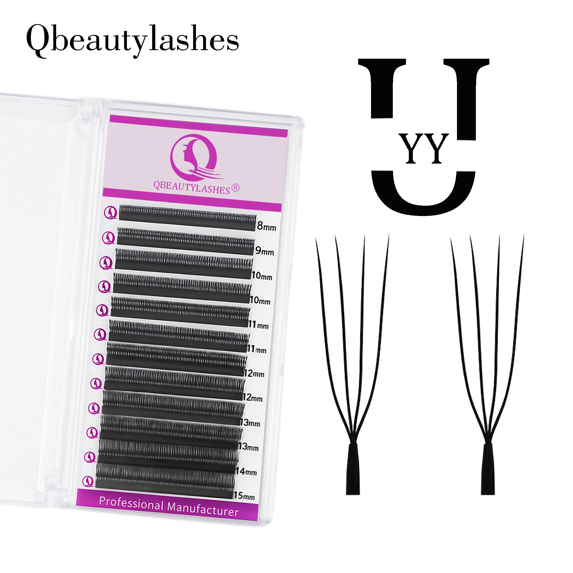 

Qbeautylashes 4D U shaped Eyelash extension U-YY Lash False eyelashes Natural Comfortable For Lash Salon Use makeup