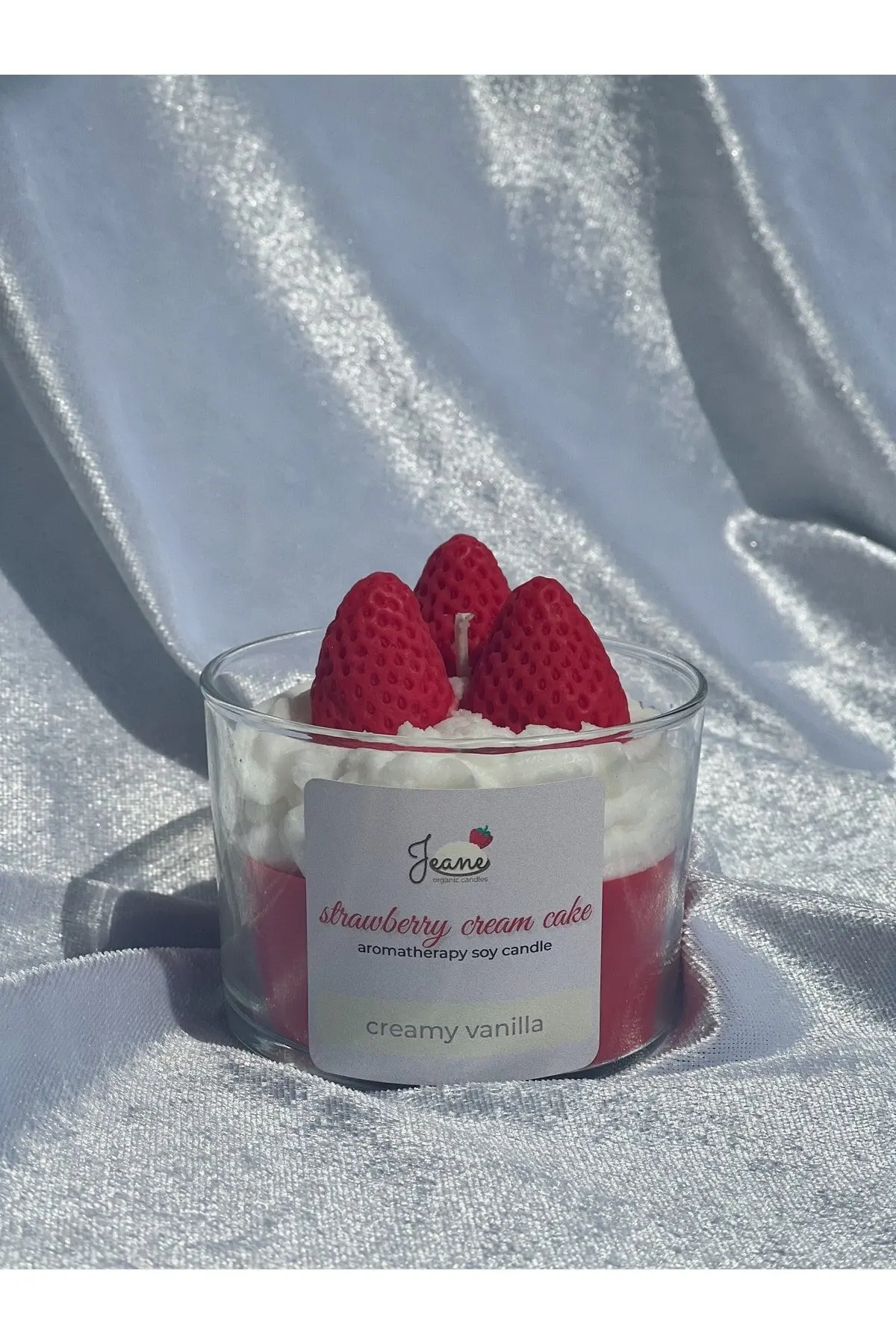 

Strawberry Red Vanilla Scented Gift Aromatherapy Candle Valentine Incense Purification Flow Gift Household Products 6x8 Size