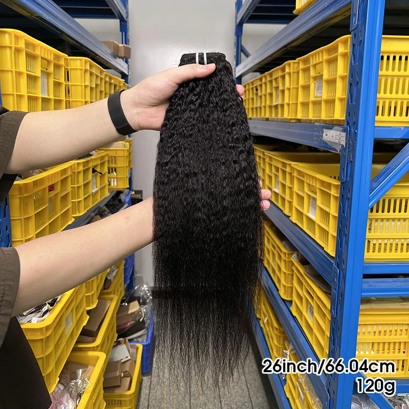 20 Zoll verworrene gerade Clip-in-Haarverlängerungen Echthaar Clip-Ins Naturschwarz 120 g brasilianisches reines Echthaar für schwarze Frauen