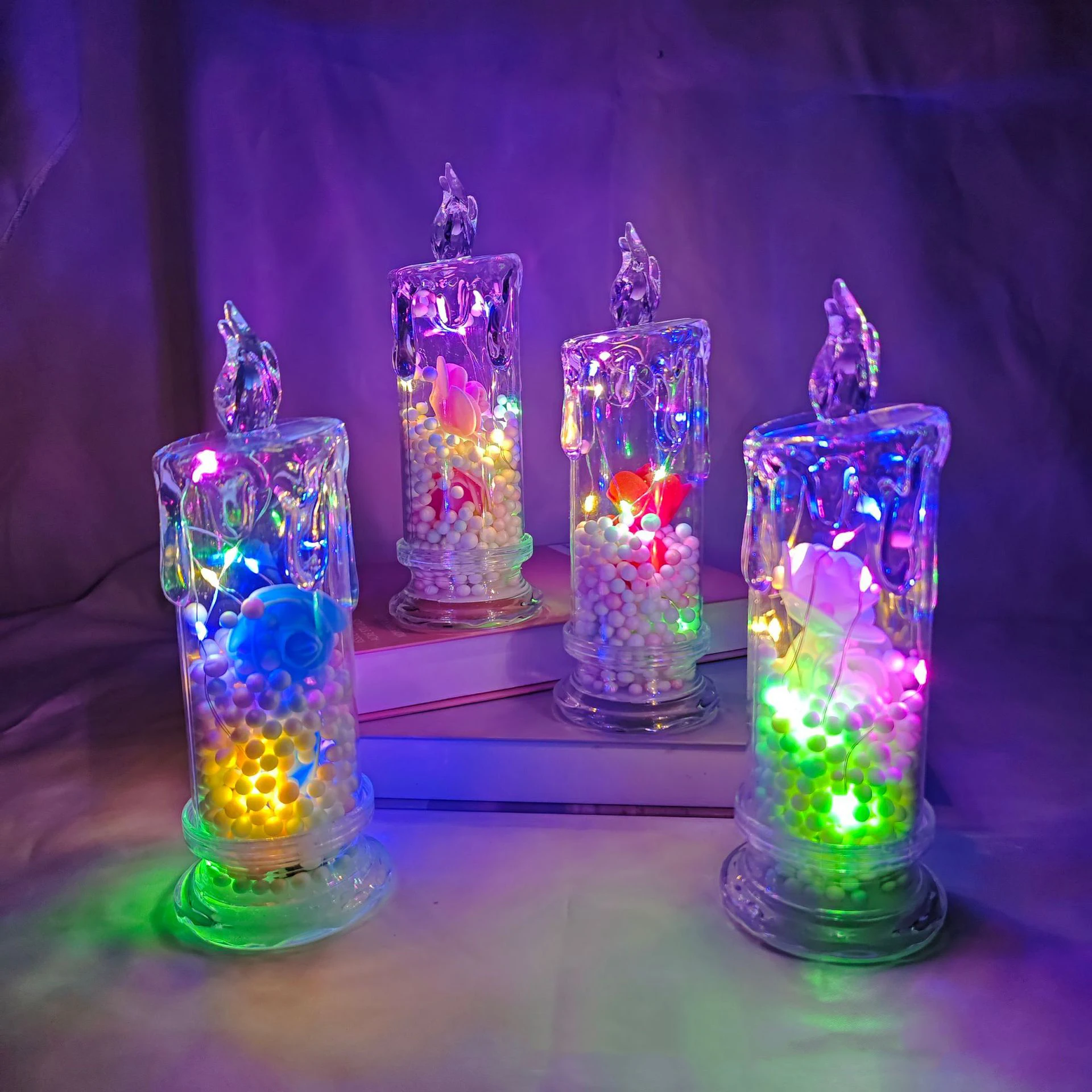 شمعة إلكترونية LED، ضوء ليلي وردي شفاف، ديكور عيد الحب، أفضل هدية لصديقتك، زينة جو ديكور المنزل #2