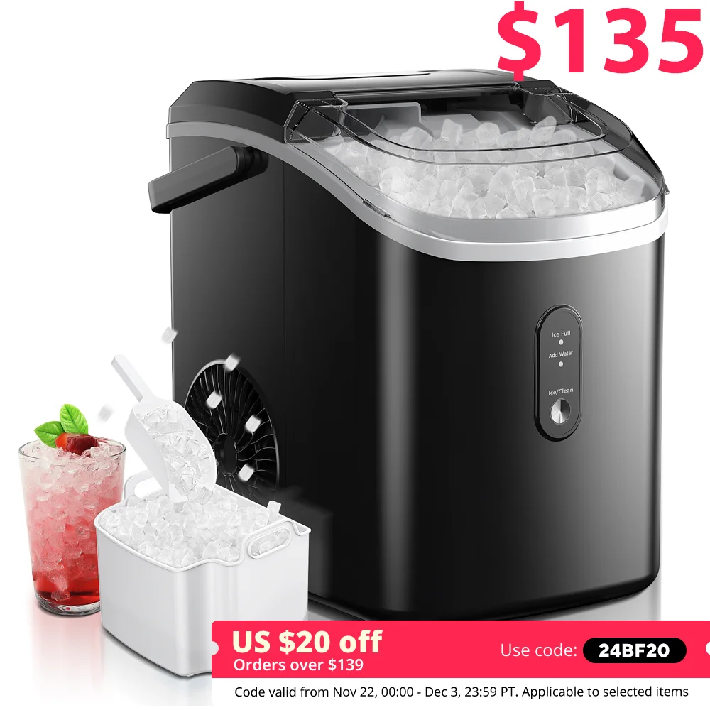 

SIMZLIFE Countertop Ice Maker Machine 34lbs/Day Auto Cleaning Portable Sonic Ice Maker With Basket And Scoop for Home Party RV