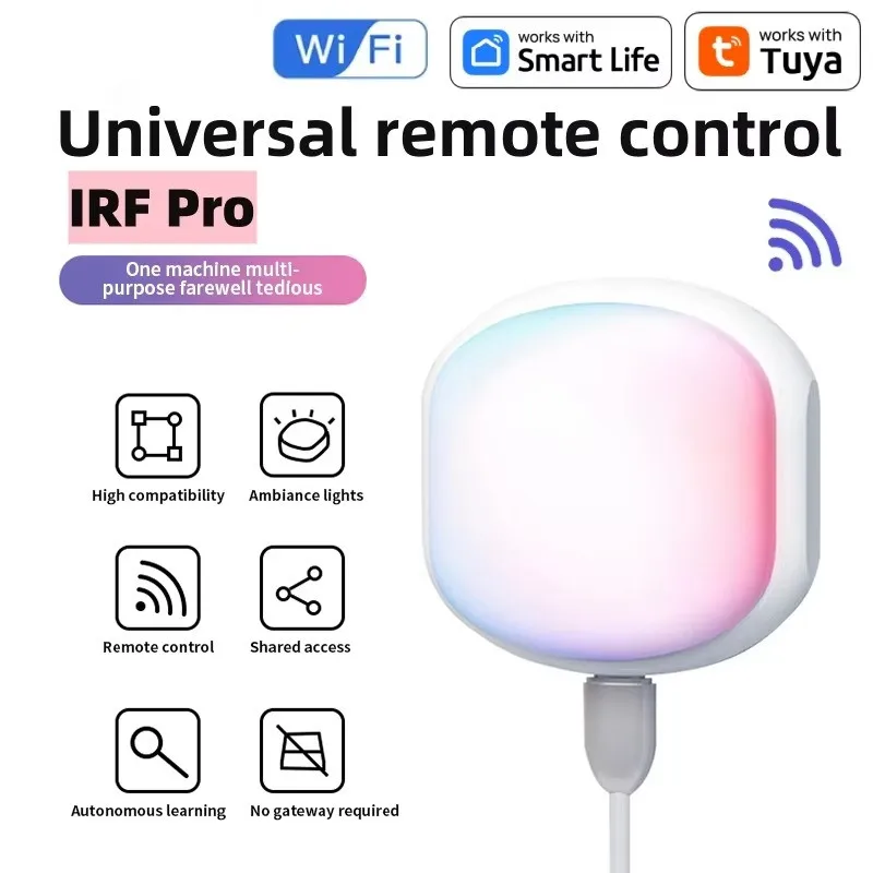 Tuya Smart WiFi Infrared Universal IRF Remote Controller Air Conditioning Switch Remote Control With DIY Atmosphere Lights