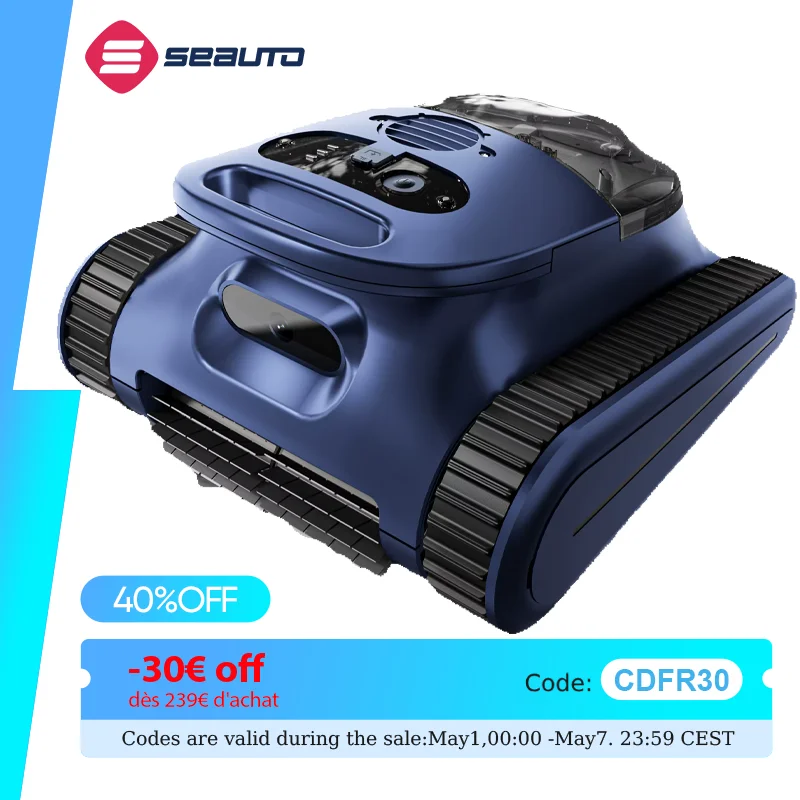 2026 Seauto Crab Robotic Pool Vacuum, 180W Brushless Motor, Wall & Waterline Clean, 3 Modes for Pool Up to 2150 Sq.Ft