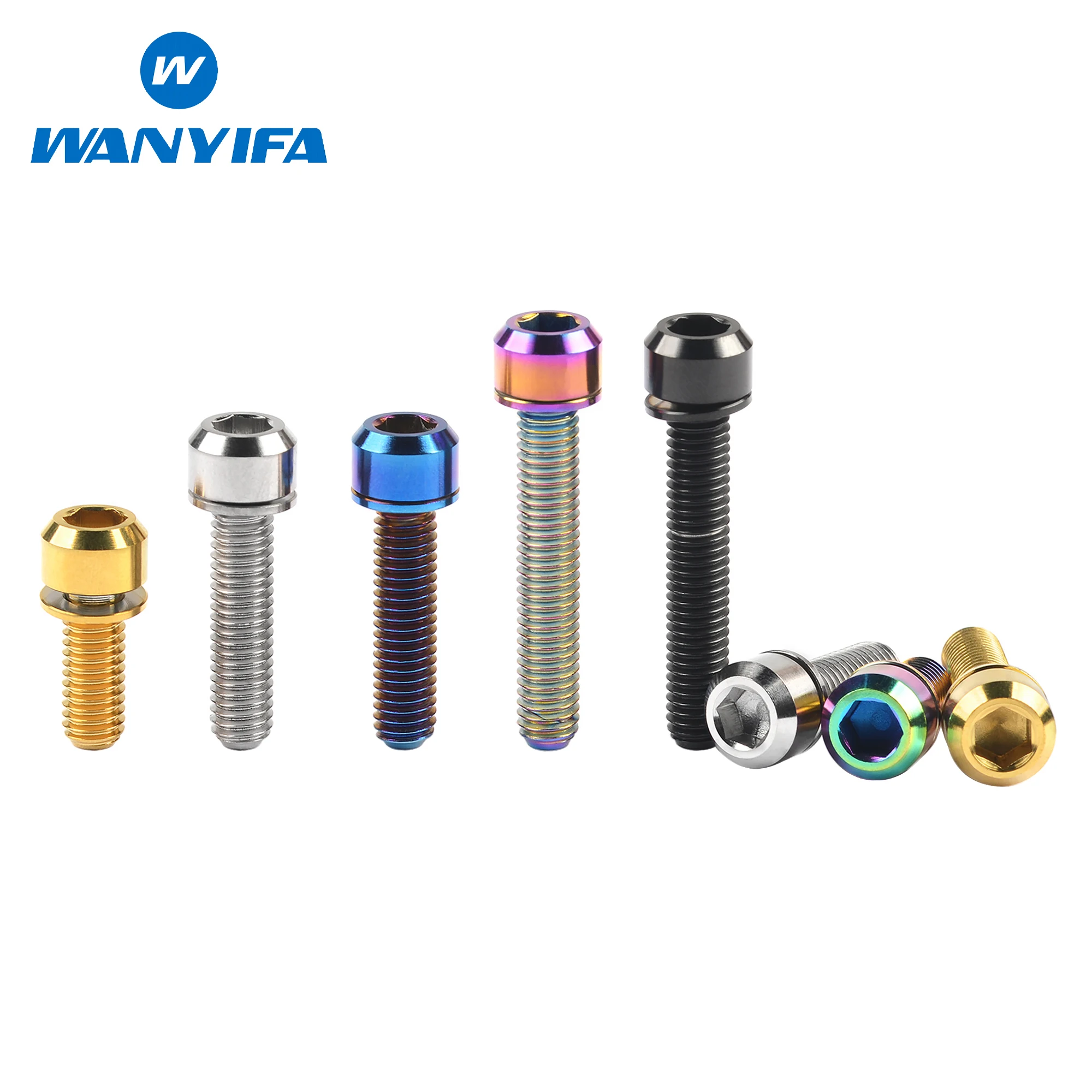 Wanyifa Titanium Bolt M6x16 18 20 25 35mm Socket Head Screw with Washer for Bicycle Disc Brake Adapter Mount Bicycle Screws