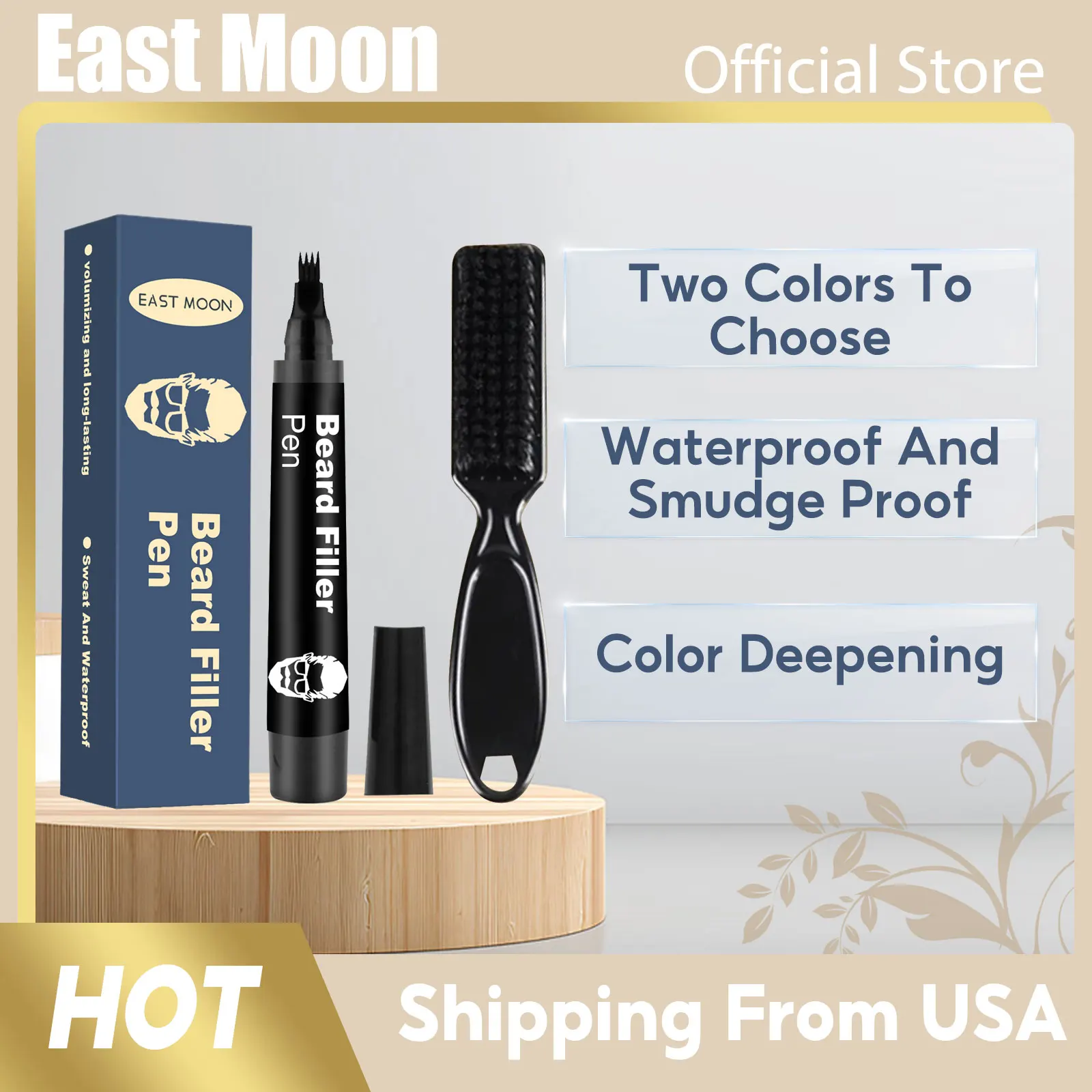 

Beard Filling Pen Four Prong Beard Enhancer Lasting Coloring Repair Eyebrow Shaping Tool Waterproof Men Mustache Styling Pen Kit