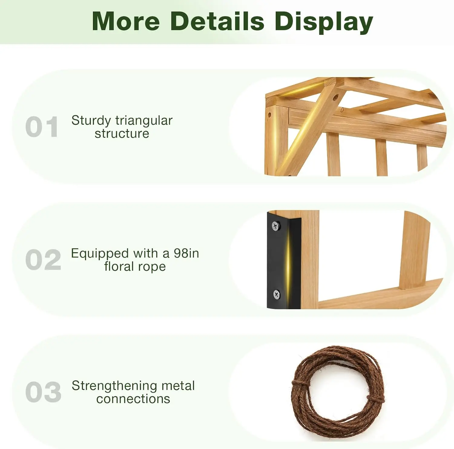 72 Inch Raised Garden Bed With Trellis Wood Planter Container With Hanging Roof And Garden Boxes For Climbing Plants Flowers Vine 2 Piece image 3