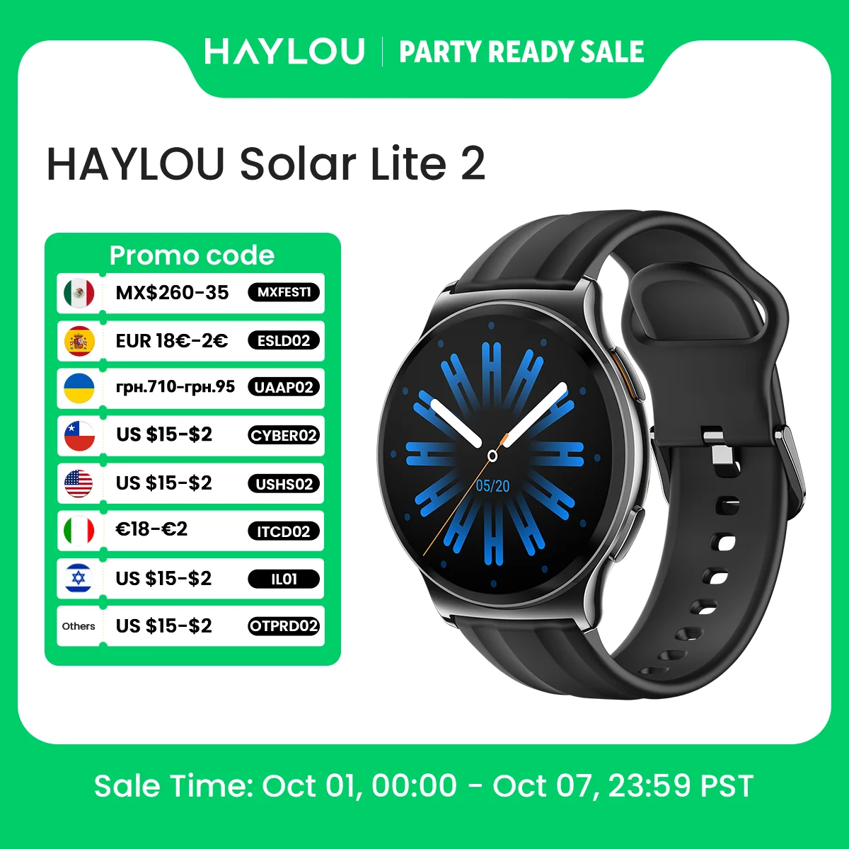 HAYLOU HAYLOU Solar Lite 2 Smartwatch 1.43'' AMOLED Display 24h Health Monitoring 150+ Sports Modes Voice Calling Smart Watch 1ATM - Aliexpress Deal