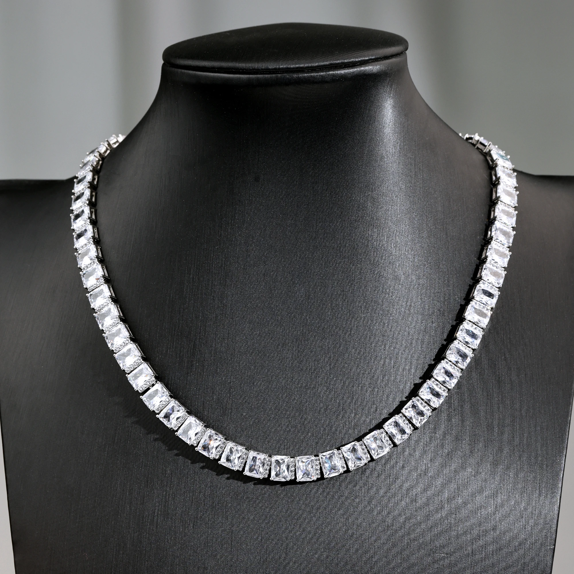 

Fashion Rectangular Shaped Zirconia Tennis Necklace For Women's Jewelry