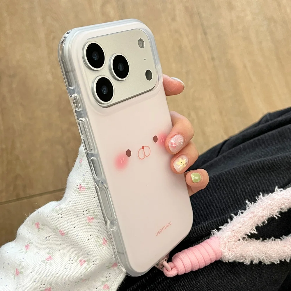 

Matte cute big-faced rabbit mobile phone case, suitable for iPhone15/14/16/17ProMax,Korean ins new shock-proof protective case