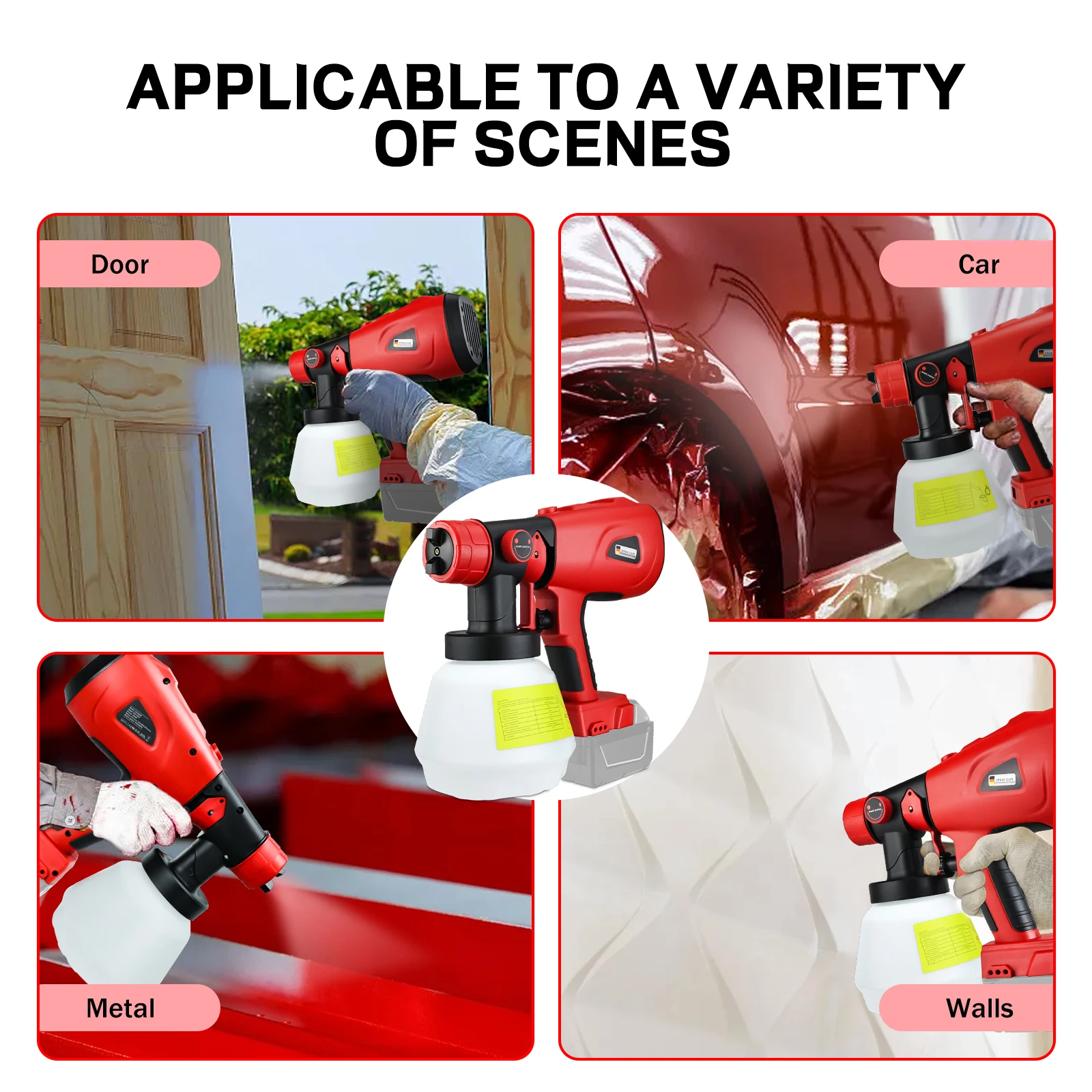 1000ML Cordless Electric Spray Gun Brushless Paint Sprayer Auto Furniture Coating Airbrush for Milwaukee 18V Battery(No Battery)