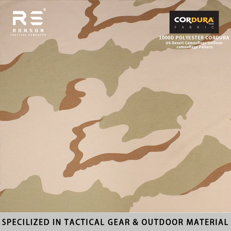 

US DCU 3 Color Desert Camouflage PU Coated Tactical 1000D Polyester Cordura Fabric Durable Use for Tactical Gear Bag and Outdoor