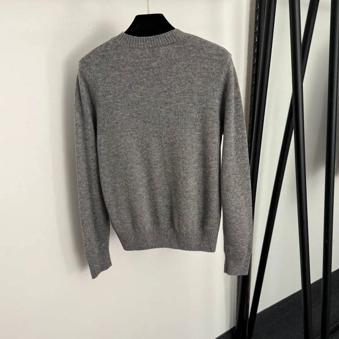 25 outono/inverno novo suéter de malha com gola redonda para mulheres, moderno e casual, estilo simples, suéter de manga comprida de malha