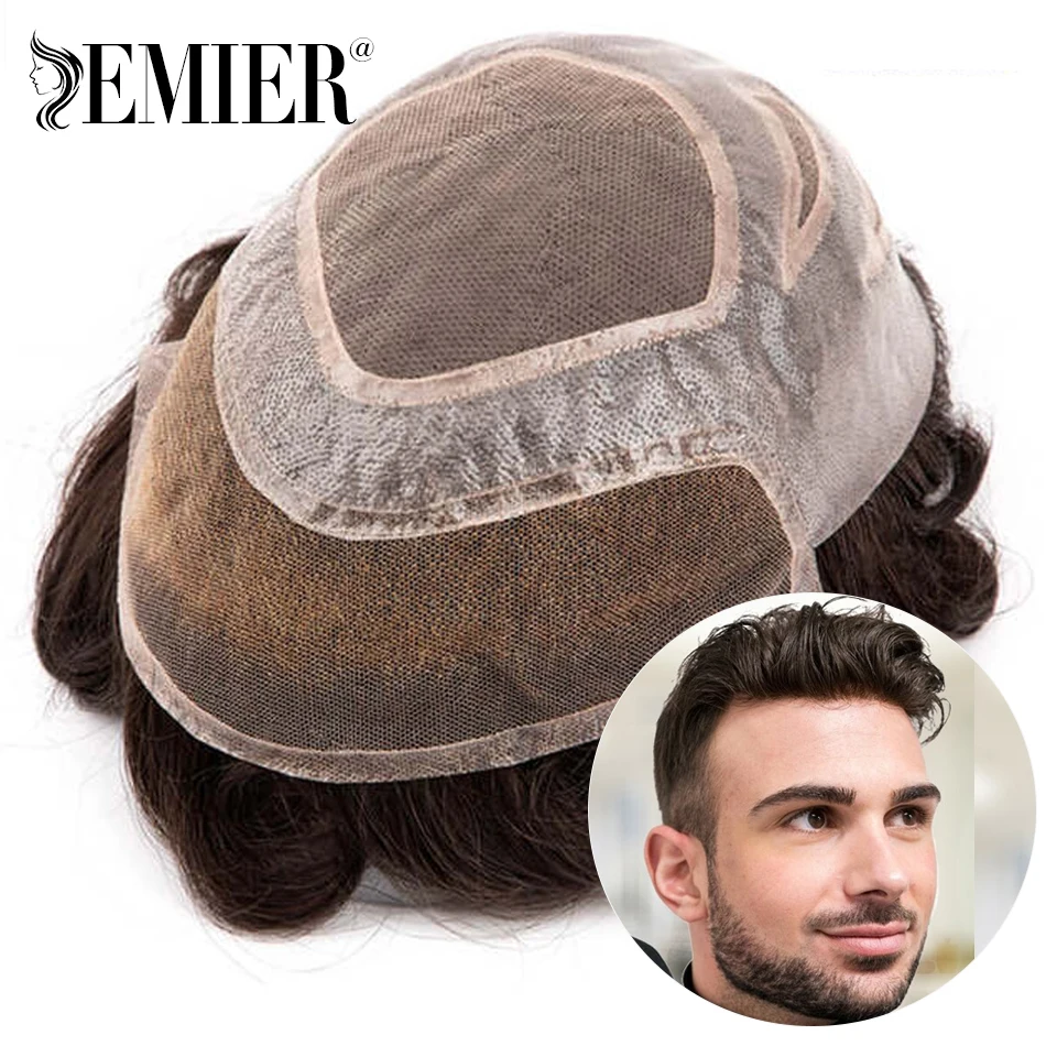 Lace & Pu Toupee VERSALITE Breathable Men Toupee Wigs For Men Male Hair Prosthesis 100% Natural Human Hair Men's Hair Systems