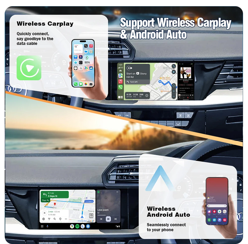 AUTOTOP Drahtlose CarPlay Android Auto für Audi A3 A4 A5 Q5L S5 MIB3 2020-22 Unterstützung Reverse Kamera Mirrorlink Airplay USB Player – Detail 3