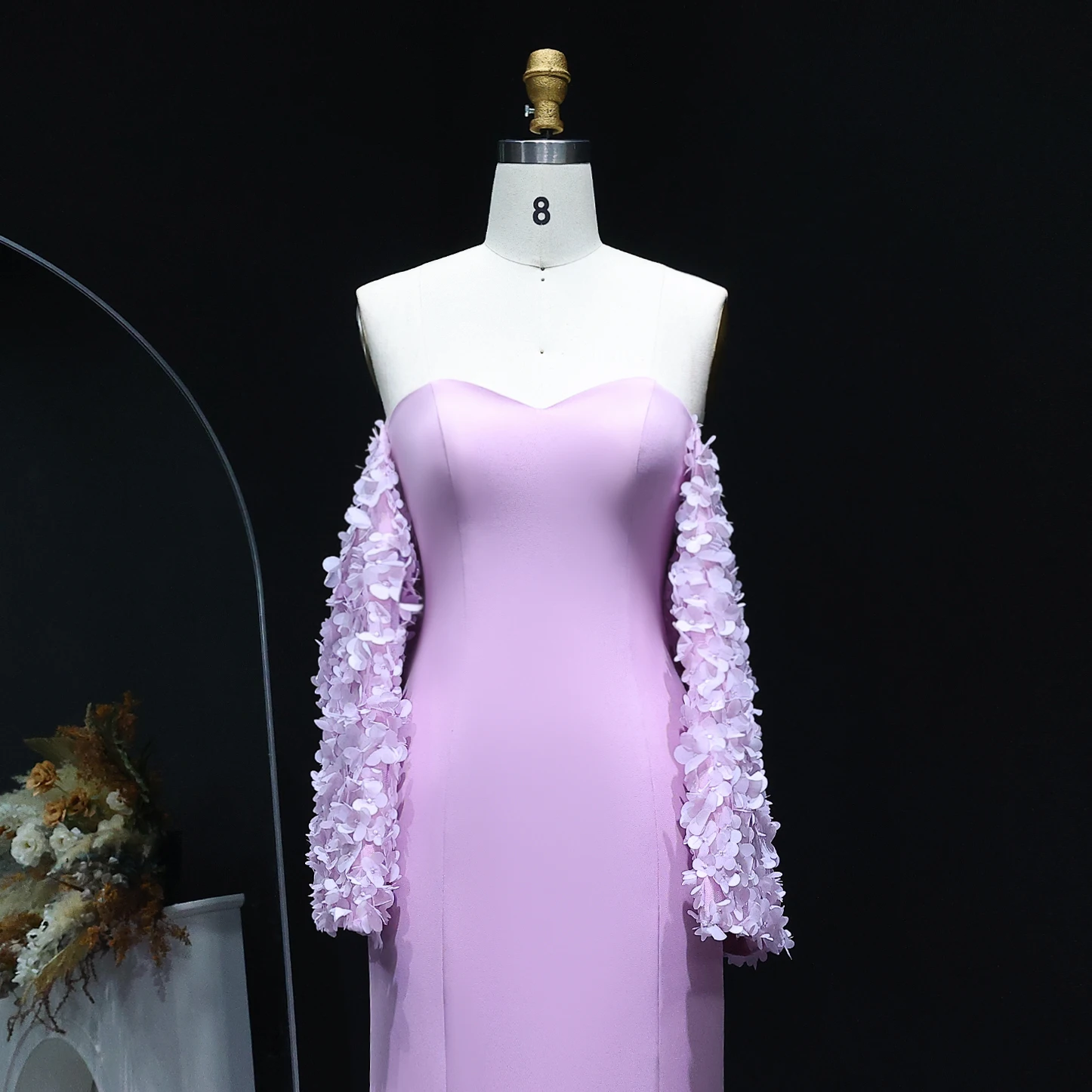 Sharon Said Abito da sera a sirena con scollo a cuore lilla con maniche a sbuffo con fiocco per abito da festa di nozze da donna SF043 personalizzato