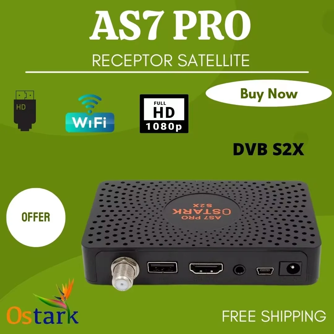 Offer! Satelite Ostark AS7 Pro DVB-S2/S2X H.265, T2MI, HD1080P Stalker Xtream Youtube USB wifi included shipping from Spain to Europe