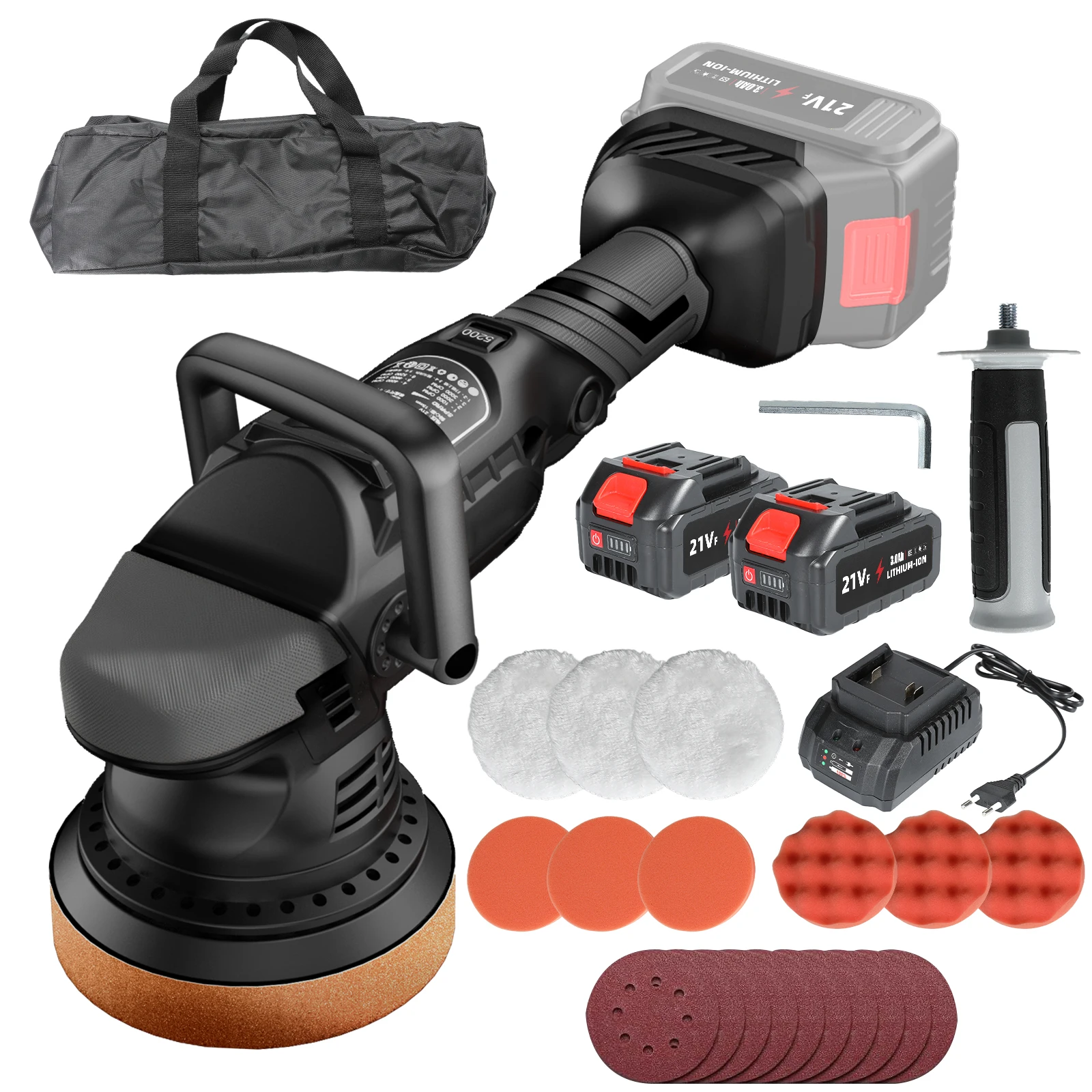 Polisseuse sans fil de 5 pouces 1000W-Machine à cirer de voiture sans fil Portable, tampon électrique pour le polissage de meubles de carrosserie automatique