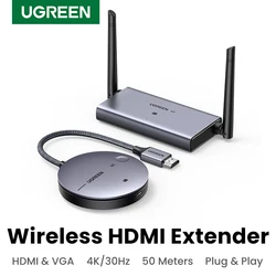 UGREEN 무선 HDMI 익스텐더, 4K 비디오 송신기 및 리시버 키트, 5G 50M 전송 디스플레이 어댑터, TV PC PS5 모니터용 동글