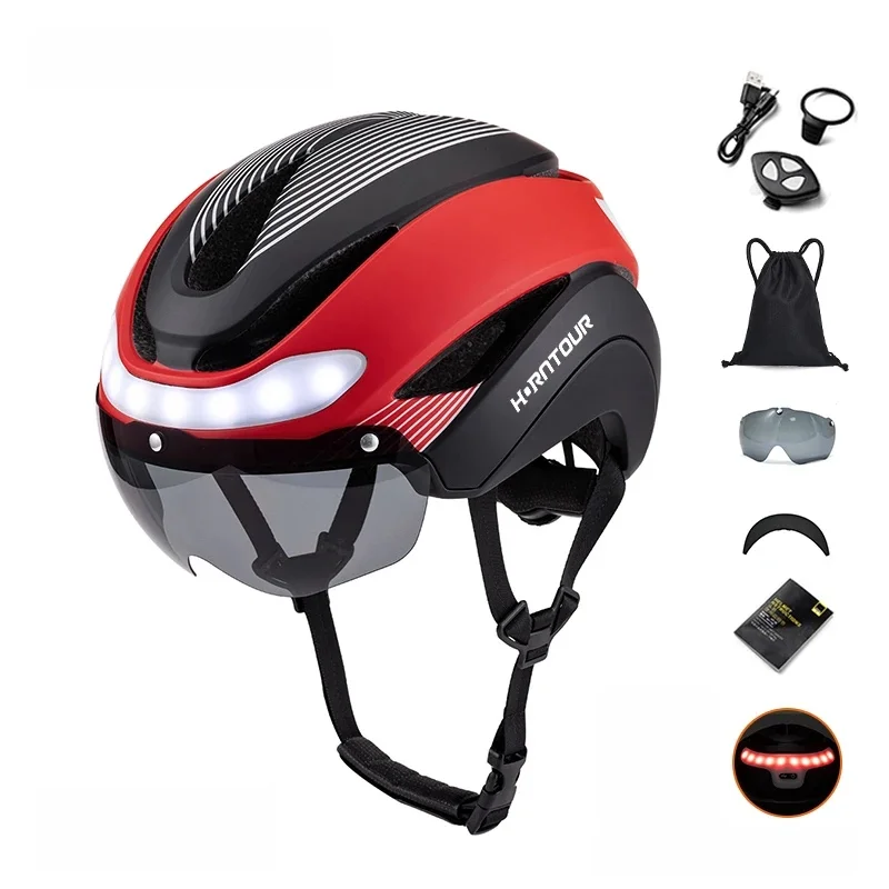 AliExpress Horntour Bicycle Helmet Ride LED Lights Racing Road Bike Helmet Men and Women Outdoor Sports Pro Cycling Bicicleta Safety Cap ﻿