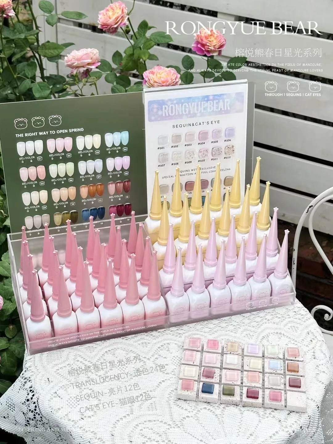 RONGYUE BEAR 48 Colors Mismatched Nail gel set Nail salon New model 2024  Net red hot color Nail art kit Non-toxic Uv gel