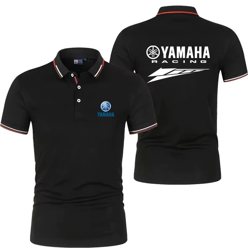 Yamaha Racing Men's High Collar Polo Shirt Summer Breathable Quick Dry Comfortable Motorcycle Riding Suitable Clothing