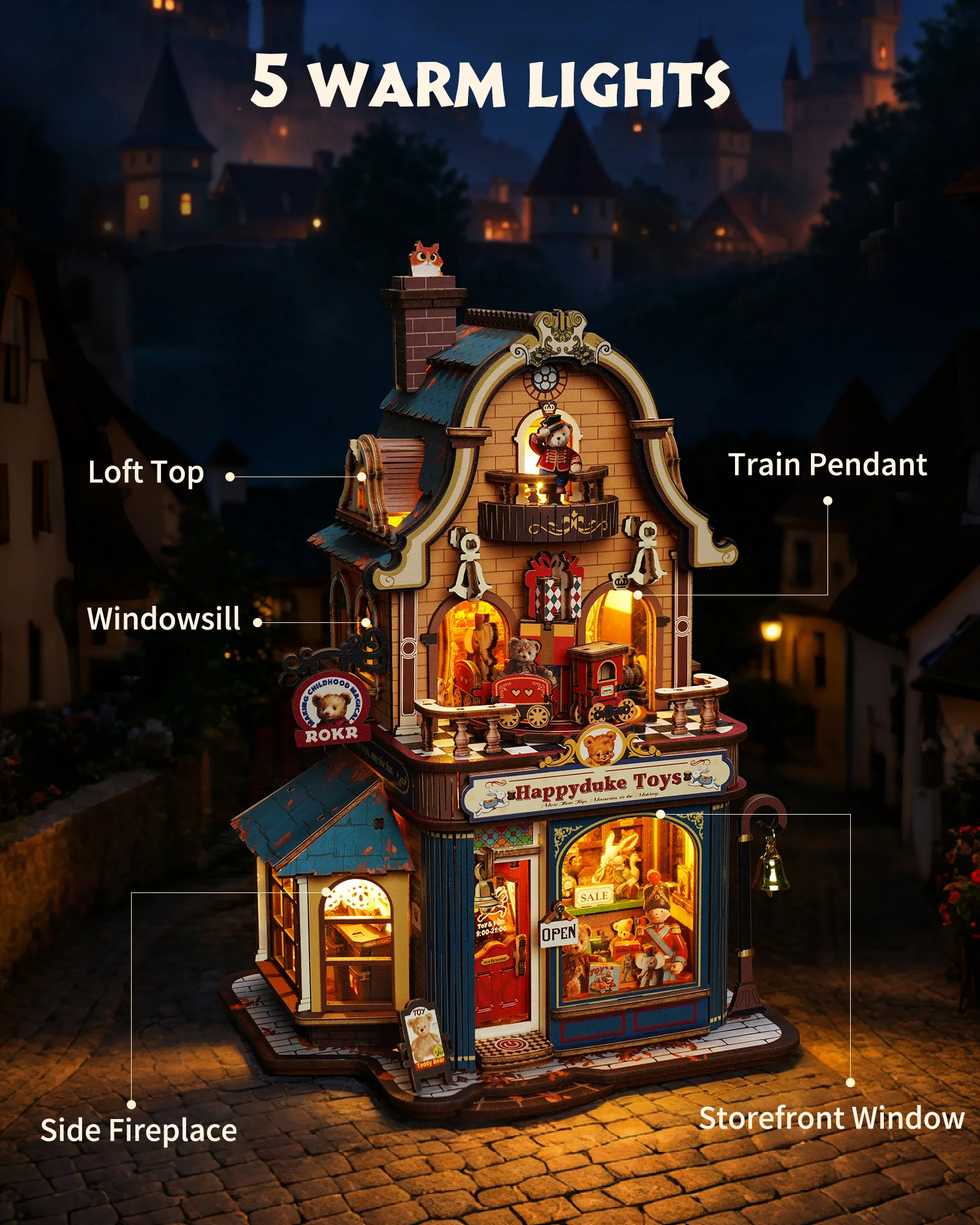 ROBOTIME ROKR Happyduke Toys Store DIY Miniature House Kit Wooden 3D Puzzle Dollhouse Micro Scene Building Model Birthday Gift