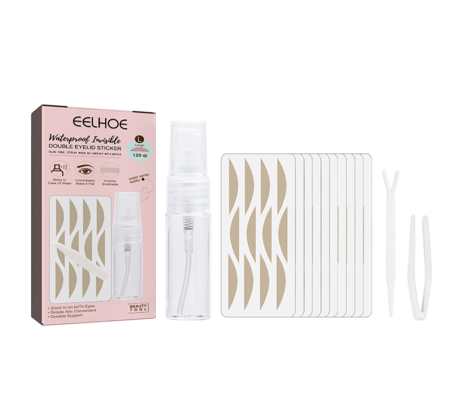 Glue-free Invisible Eyelid Stickers Lace Mesh Eyes Lift Strips Adhesive Waterproof Double Eyelid Tape Makeup Tools