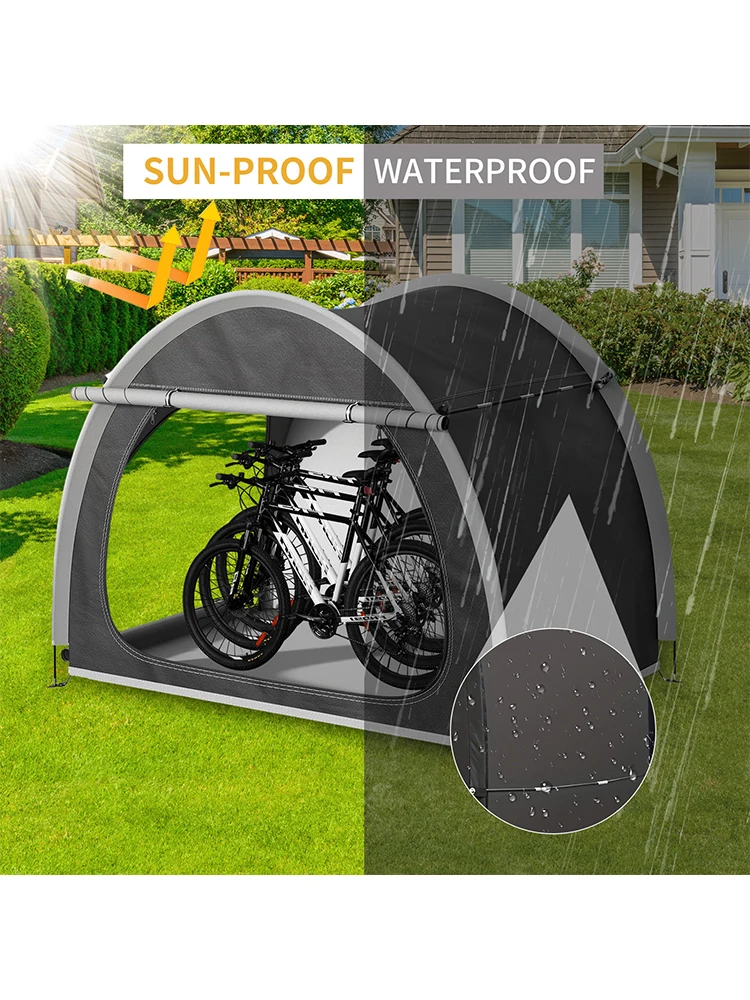 Fietsenberging Tent Waterdichte Fietsenbergingstent voor 1-4 Fietsen 210 x 150 x 165cm Grote Capaciteit voor Buiten, Tuin, Gereedschap, Grasmaaier - afbeelding 2