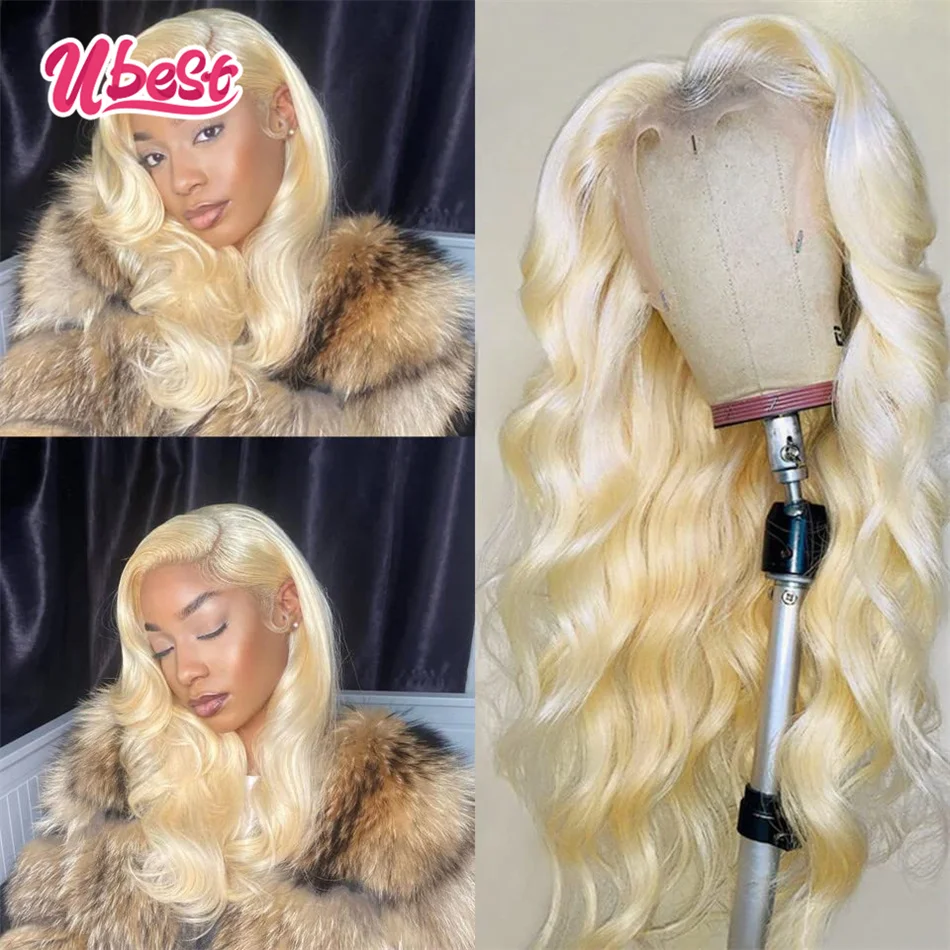 Perruque Lace Front Wig Body Wave Brésilienne Naturelle, Cheveux Humains, 13x4, à Reflets 613, Pré-Plumés, Densité 180%, pour Femme