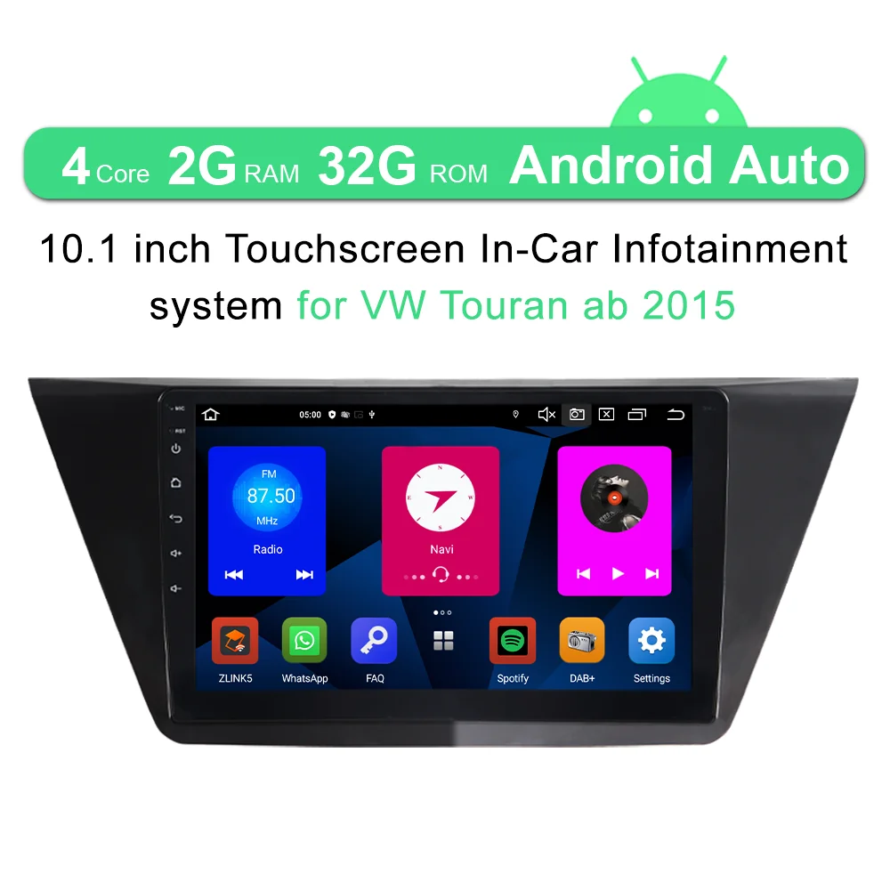 A-Sure 2 Din 2+32GB Car Radio Android 11 Wireless CarPlay WIFI 1280*720 GPS Navigation DPS For Volkswagen VW Touran 2015-2020