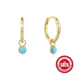 Aide 925 Silver Sky BlueTurquoise Drop Earrings For Women 18K Gold Plated Minimalist Earrings Fine Jewelry Party Gifts