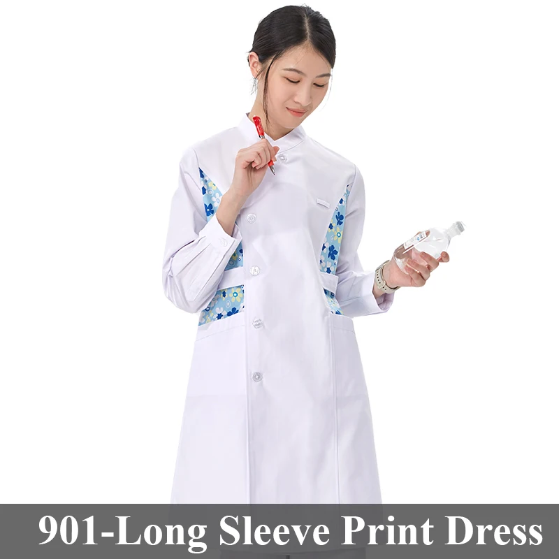 Medical Nurse Gown Women Scrub Uniform Robe White Long Sleeve Workwear  Hospital Scrubs Nursing Dress Healthcare Uniforms 902-CS - AliExpress  200000532